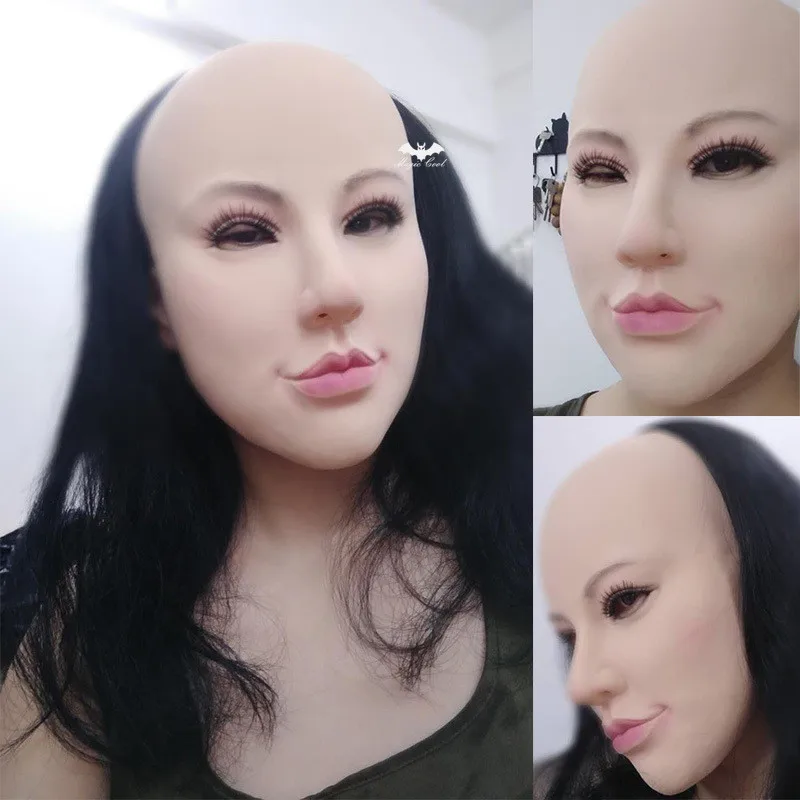

Realistic Human Skin Disguise Self Masks halloween latex realista mask silicone sunscreen elastic Crossdress female real Mask
