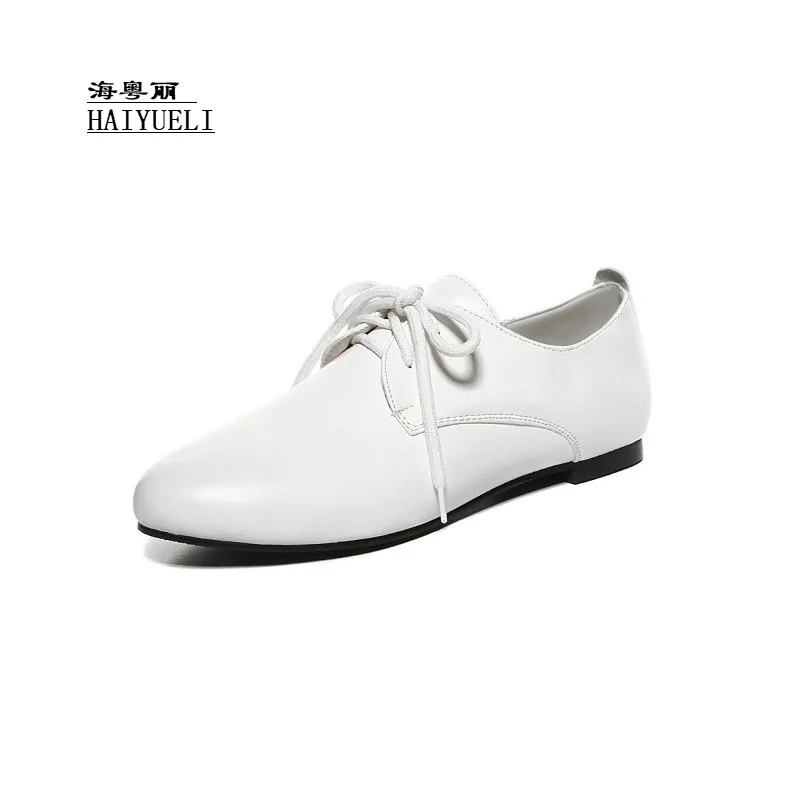 

Contracted Fashion Women's Shoes Lace-up Women Comfortable Casual Shoes Flats Shoes Women's Leather Shoes Plus Size 34-48