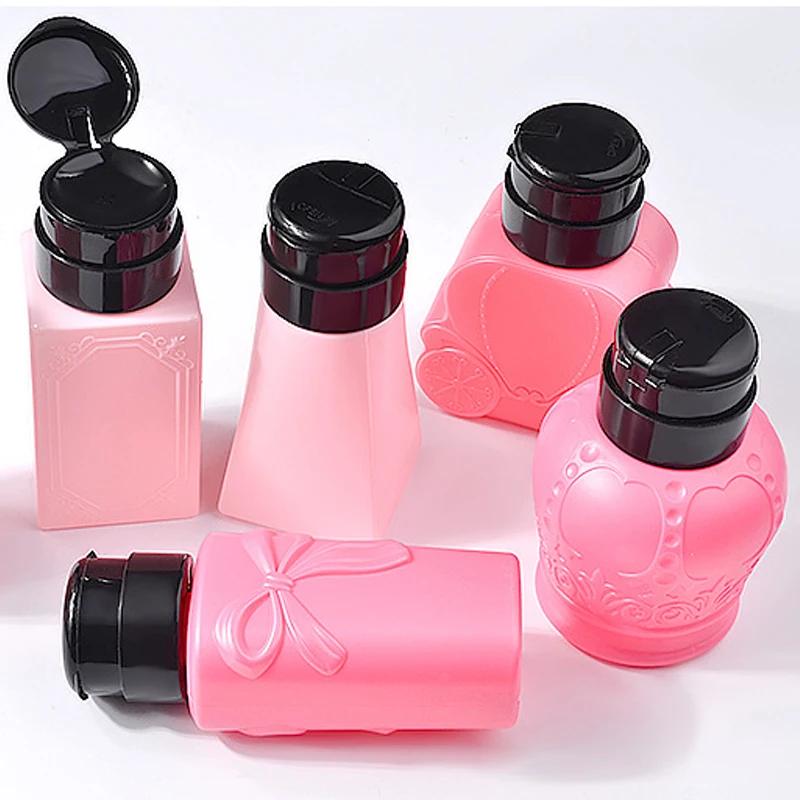 

1pc Empty Pump Liquid Alcohol Dispenser Press Nail Polish Remover Cleaner Bottle Make Up Refillable Container Manicure Tools