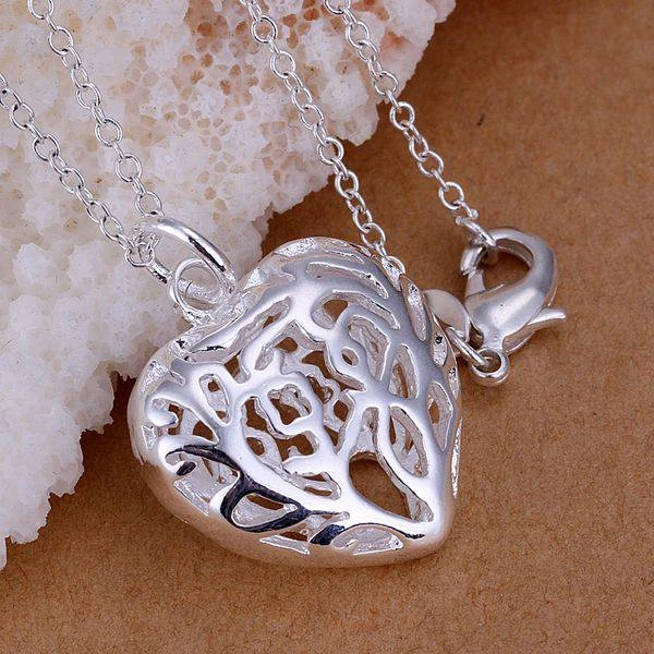 

Free Shipping 925 jewelry silver plated Jewelry Pendant Fine Fashion Cute Stereo Heart Necklace Pendants Top Quality CP010