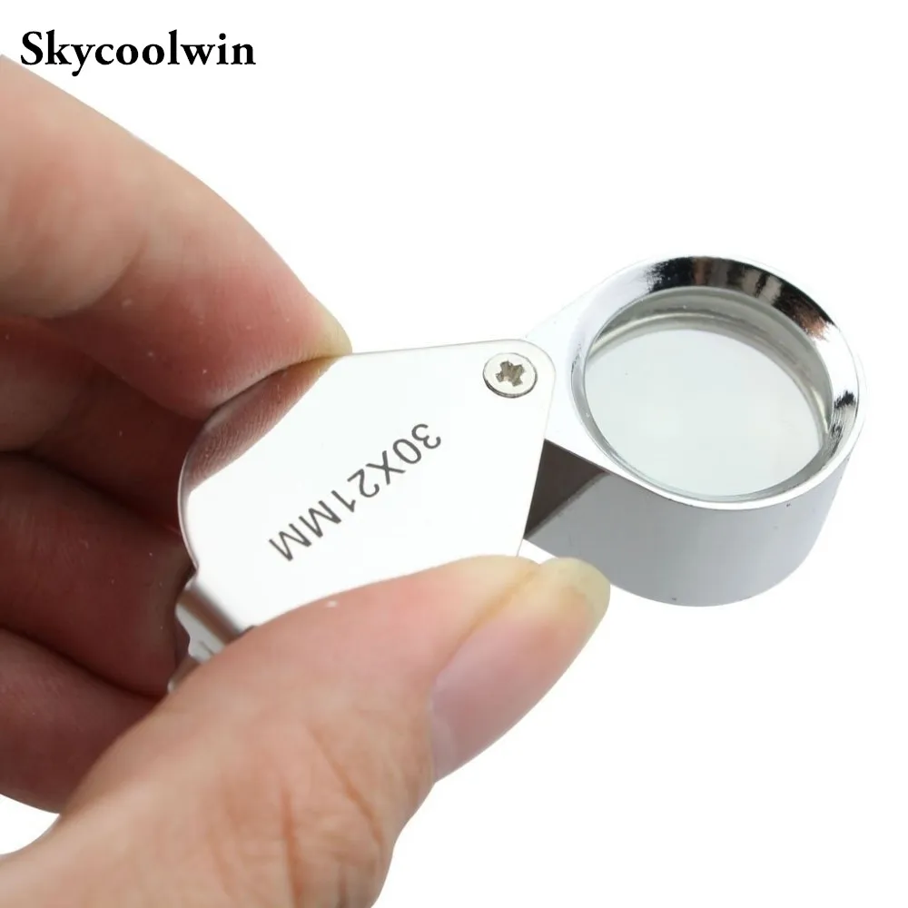 10pcs! Silver 30X 21mm Eye Magnifier Mini Pocket Portable Jewelry Loupe