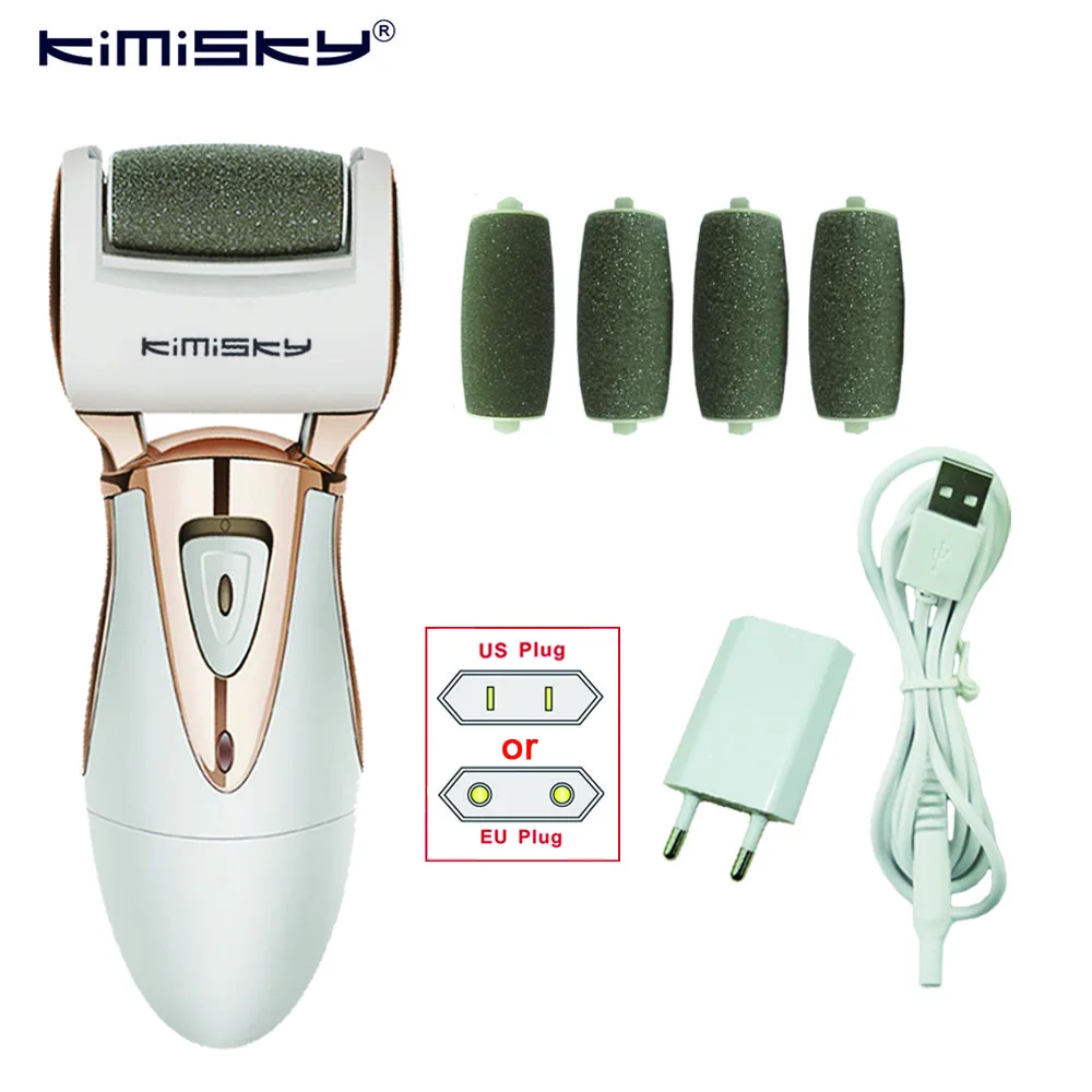 Ferramenta de Cuidados com os Pés Removedor de Pele Kimisky Luxo Recarregável Pedicure Cuidados Pessoais pé Esfoliante Elétrica Pés Morta Cabeças Rolo 7 Instrumento cuidados c pés
