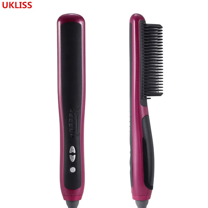 

Ceramic Electric Beard Brush & Comb LCD Display Fast Hair Straightener Comb Hair Styling Grooming Barber Quality Kit for mens