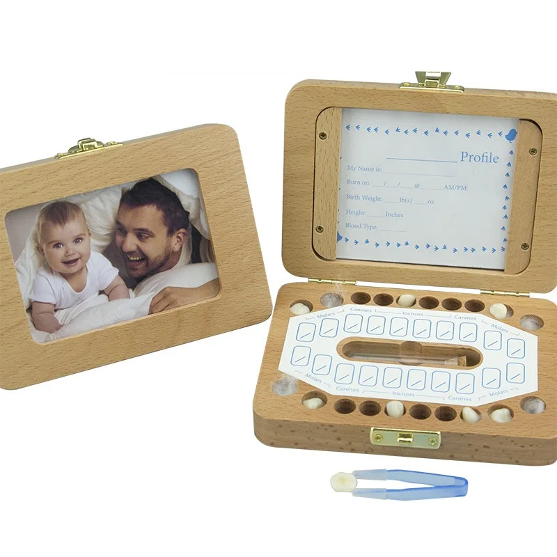 Английская деревянная коробка для выпавших детских зубов сохранить молочные зубы деревянные Альбомы для монет зубы пупочной шнур Lanugo Детские сувениры - Цвет: As show
