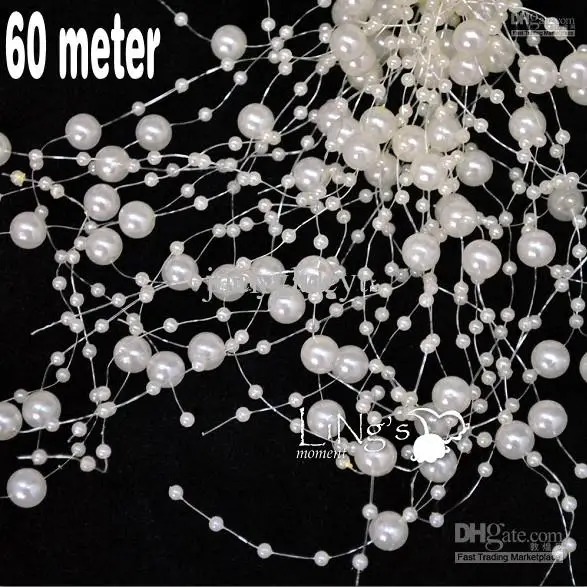 246 FT(75 M) White Pearl Chain String Garland Christmas Wedding Wishing Tree Bridal Bouquet Decoration DIY Craft Supplies | Дом и сад