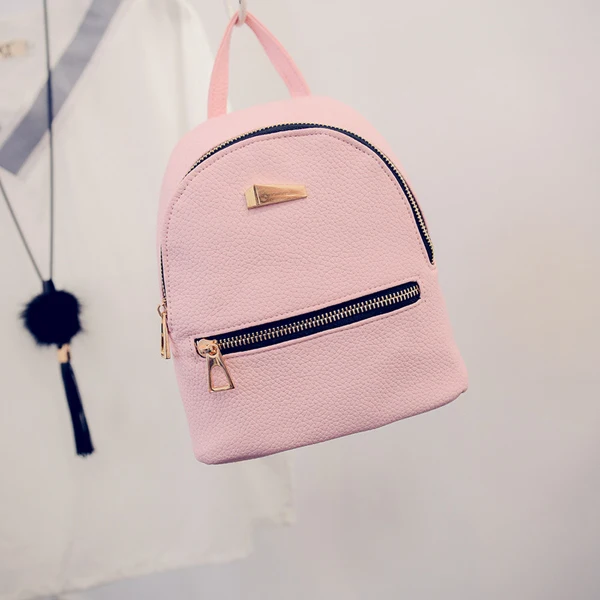 Bokinslon из искусственной кожи рюкзак женские Колледж ветер простой дорожные сумки для девочек, однотонный Тренч Цвет Популярная Дамская Рюкзак Сумки - Цвет: Pink