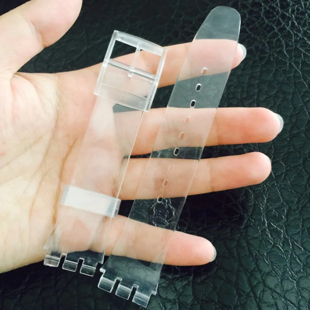 19 мм 20 мм прозрачный силиконовый натуральный каучук водонепроницаемый мужской женский ремешок для часов Ремешок для часы swatch браслет пластиковая пряжка