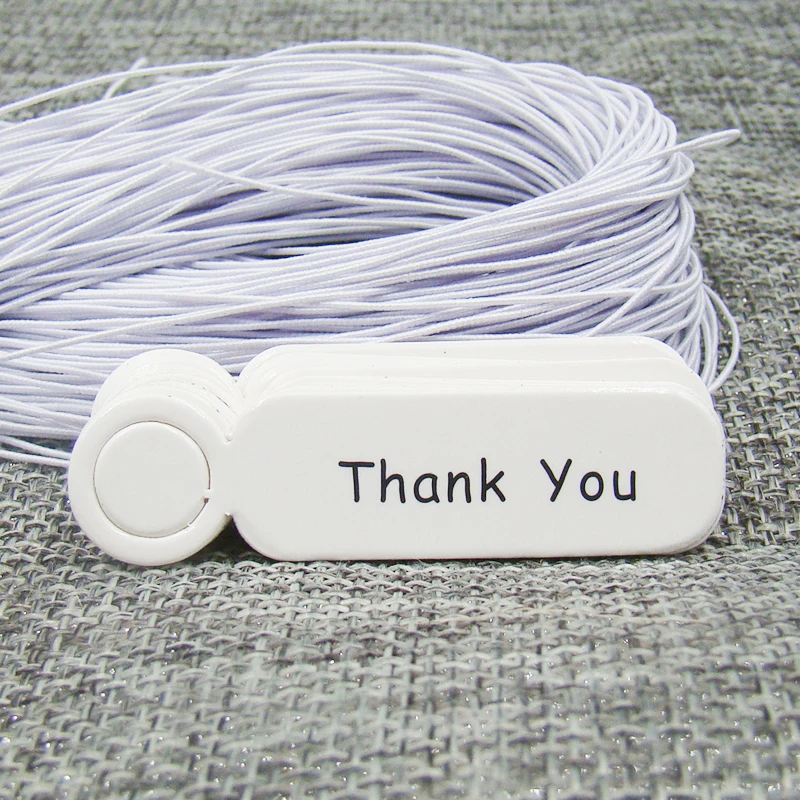 5 * 1.3cm100pcs белый подарок теги + 100 шт. эластичный шнур Свадебные важны индивидуальное сладкий Спасибо Теги бумажной продукции tagging Tag