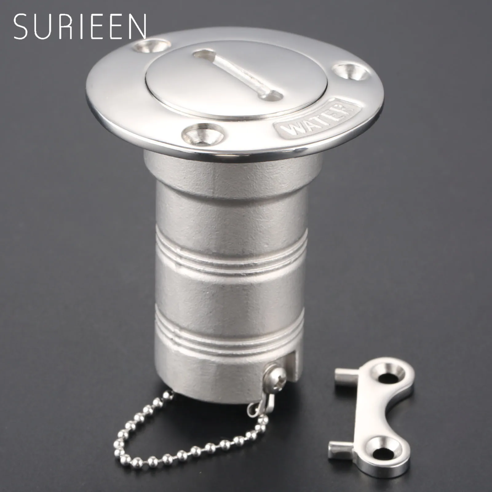 SURIEEN Stainless Steel Boat Deck Water Filler 1.5" With Cap And Key Marine Grade Hardware Fit 38mm 1.5inch Tube Of Water Socket