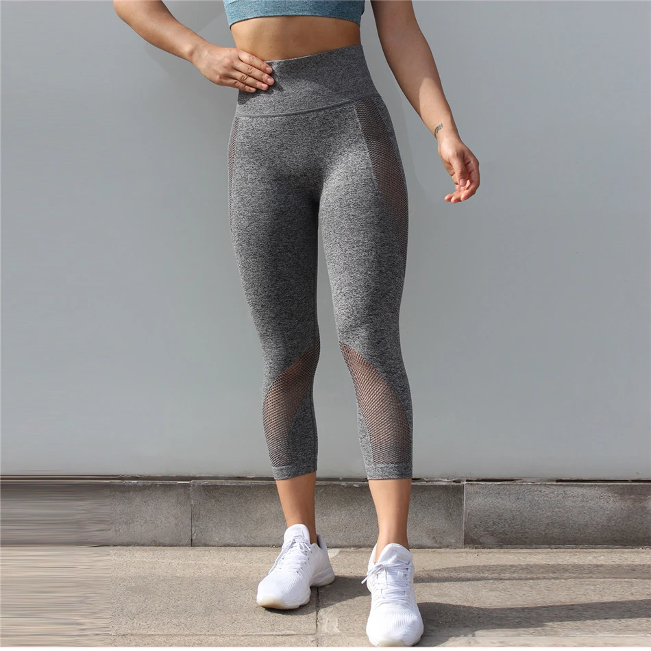 legging 3/4 taille haute gris