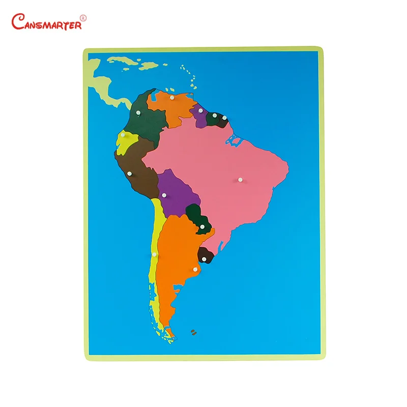 

World Puzzles Map With Knob 3D Puzzle Game Geography Learning Wood Maps Color Board Montessori Educational Teaching Toys GE007-3