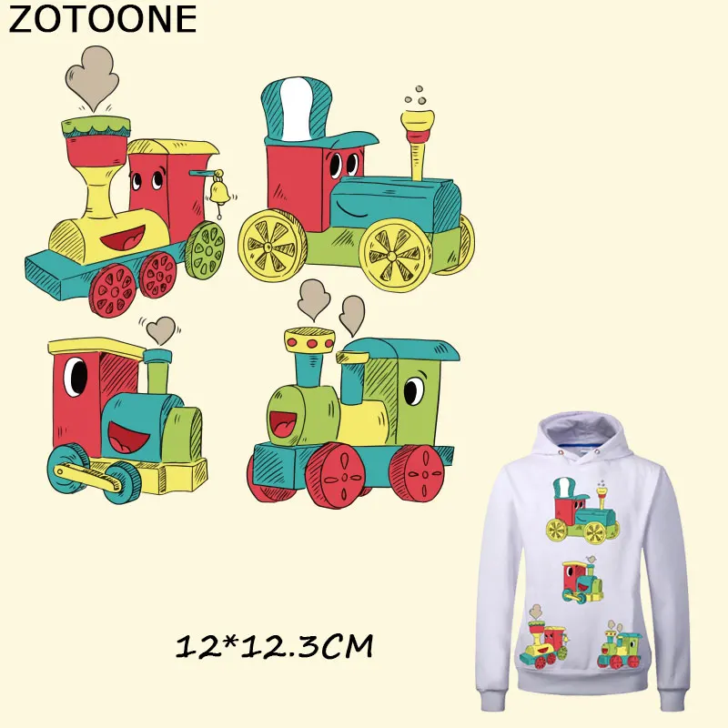 

ZOTOONE 4 Style Cartoon Train Patches for Clothes A-level Washable DIY Kids Accessory Decoration Easy Print By Household Irons E