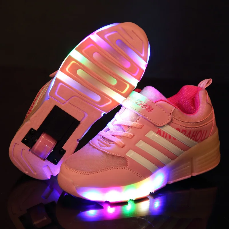 Heelys/детская обувь; Светящиеся кроссовки; детская обувь на роликовых коньках с колесами для мальчиков и девочек; zapatillas hombre; 6 цветов