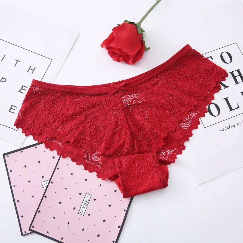 

DEWVKV Sexy Briefs Lace Women's Intimates Low-Rise Panties Solid 85%Nylon 15%Spandex Colorful Breathable Fashion M Hot Sale ZC