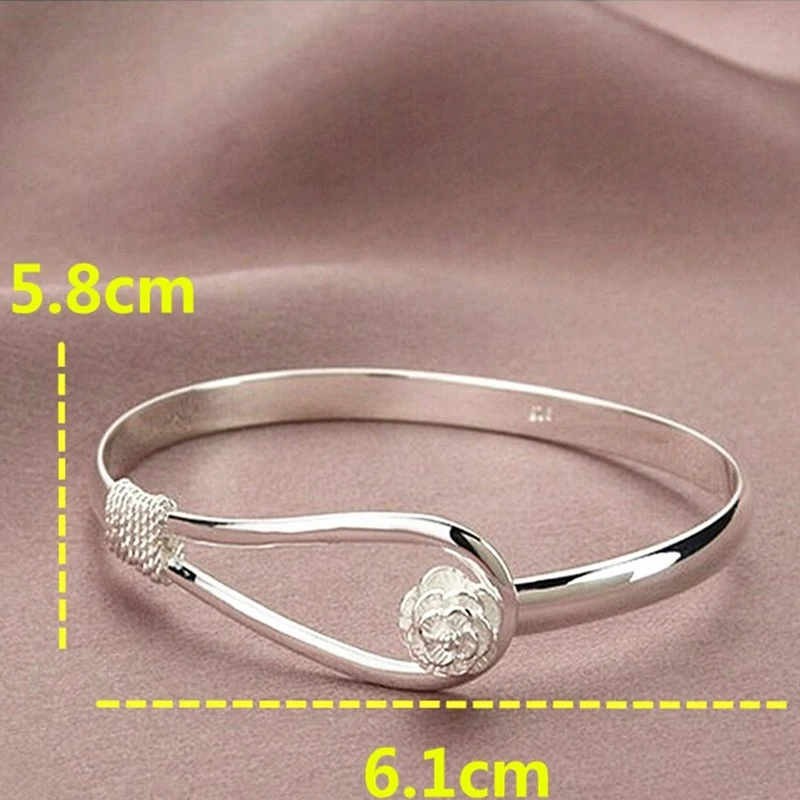 925 Plata Plt Señoras Mujer Moda Dije Brazalete//Brazalete Perla Rosa Flor Reino Unido