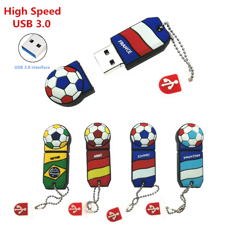 

High Speed USB 3.0 soccer team USB Flash Drive Football fans U Disk memory stick pendrive 4GB 8GB 16GB 32GB 64GB USB gift