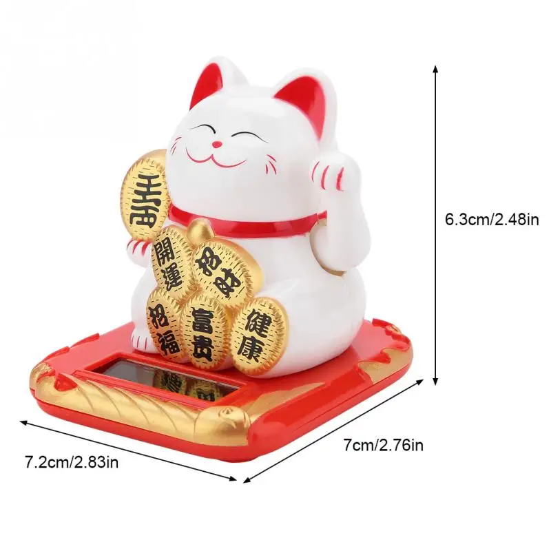 Maneki Neko на солнечных батареях, радушный Кот, удача для дома, автомобиля, отеля, ресторана, Декор, ремесло, модная новинка, черный/белый кот - Цвет: Белый