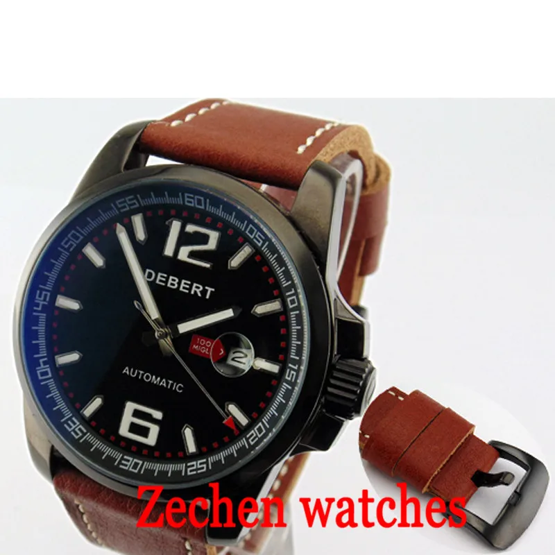 Debert 44MM fashion watch men's automatic mechanical watch men's calendar mechanical watch watches men