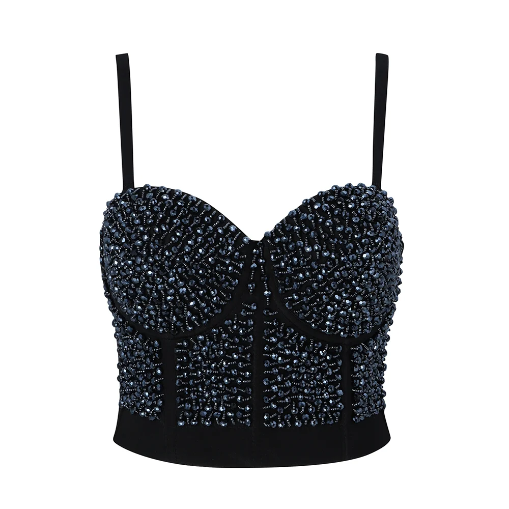 

2019 women black Tank Tops v neck Bandage Top Sexy Bodycon Celebrity party bandage Top