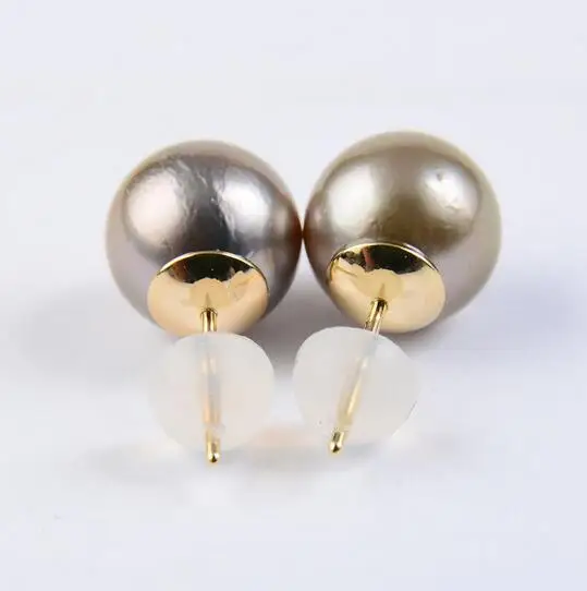 10MM Natural Color Genuine Tahitian Pearl Ear 9K Solid Yellow Gold | Украшения и аксессуары