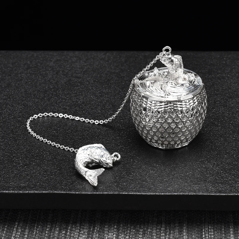  New S999 Silver Ball Tea Dip Net Filter with Hook Loose Tea Spice Ball with Rope Chain Home Kitchen - 33017223008