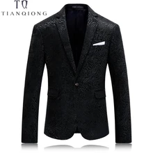 TIAN QIONG блейзер Мужской известный бренд стильные блейзеры для мужчин облегающие черные спортивные пиджаки для выпускного Модный повседневный блейзер с принтом TDX14