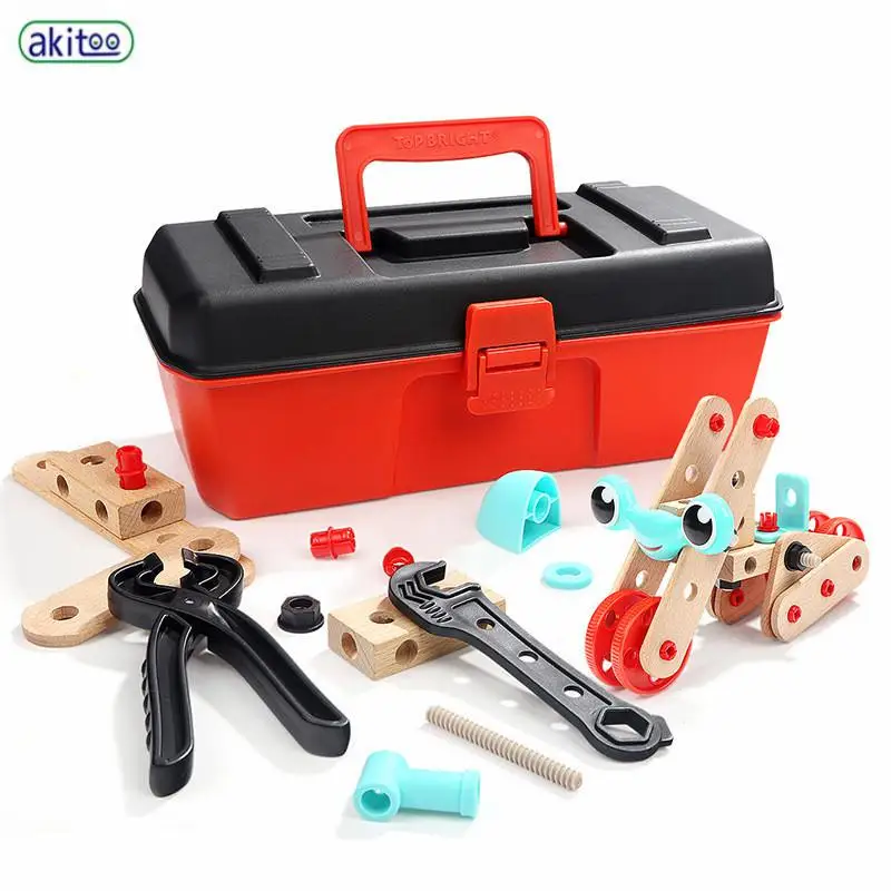 Akitoo детская гайка комбинация разборка toolbox винт разборка сборка детские руки-на развивающие игрушки#3211 - Цвет: Красный