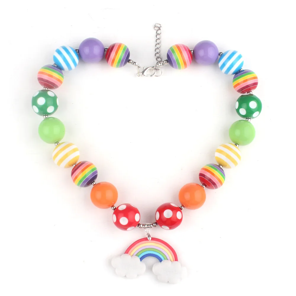2017 Summer Hot Sale Kids Children Chunky Solid Beads Strand Necklace