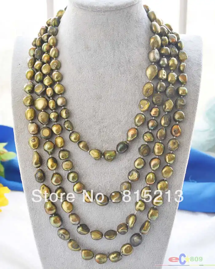 

FREE SHIPPING>@@> N1238 100" 14mm bronze baroque freshwater pearl necklace
