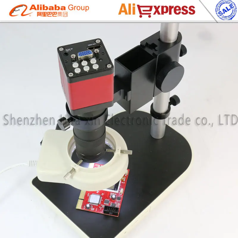 

Wholesale Microscope sets HD 13MP HDMI VGA Industrial Microscope Camera+130X C mount lens+56 LED ring Light+stand holder