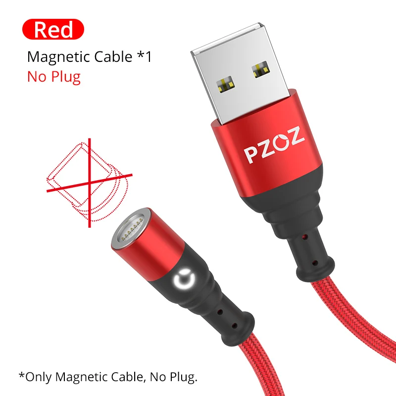 PZOZ магнитная зарядка Micro USB кабель магнитный кабель usb type C зарядка для айфона зарядка usb c шнур для зарядки телефона - Цвет: 1m Red NO Plug