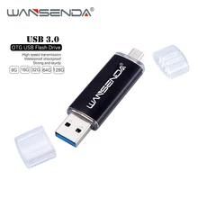 New WANSENDA USB 3.0 OTG Pen Drive 128gb Metal USB Flash Drive 8gb 16gb 32gb 64gb High Speed USB Stick Pendrive External Storage