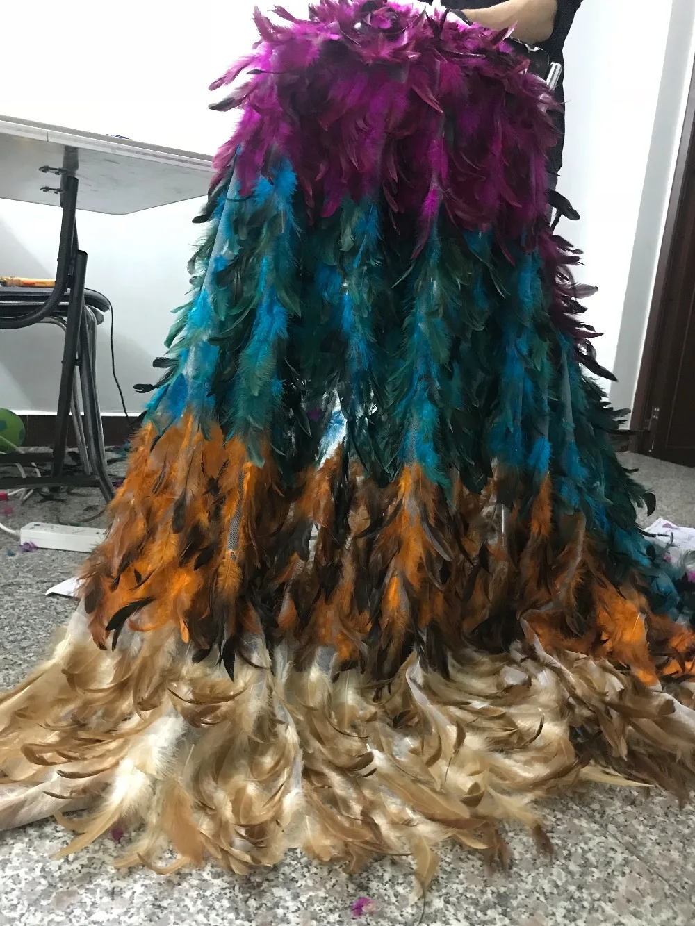 

Feather lace fabric purple color 2018 high quality nigerian lace fabrics handmade lace fabric tulle lace