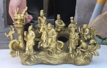 

Chinese FengShui Brass Ancient Myth the Eight Immortals 8 God Dragon Statue