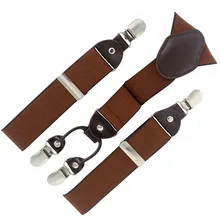 Мужские подтяжки модные подтяжки с подарочной коробкой регулируемые 4 клипсы коричневые подтяжки мужские свадебные аксессуары для одежды