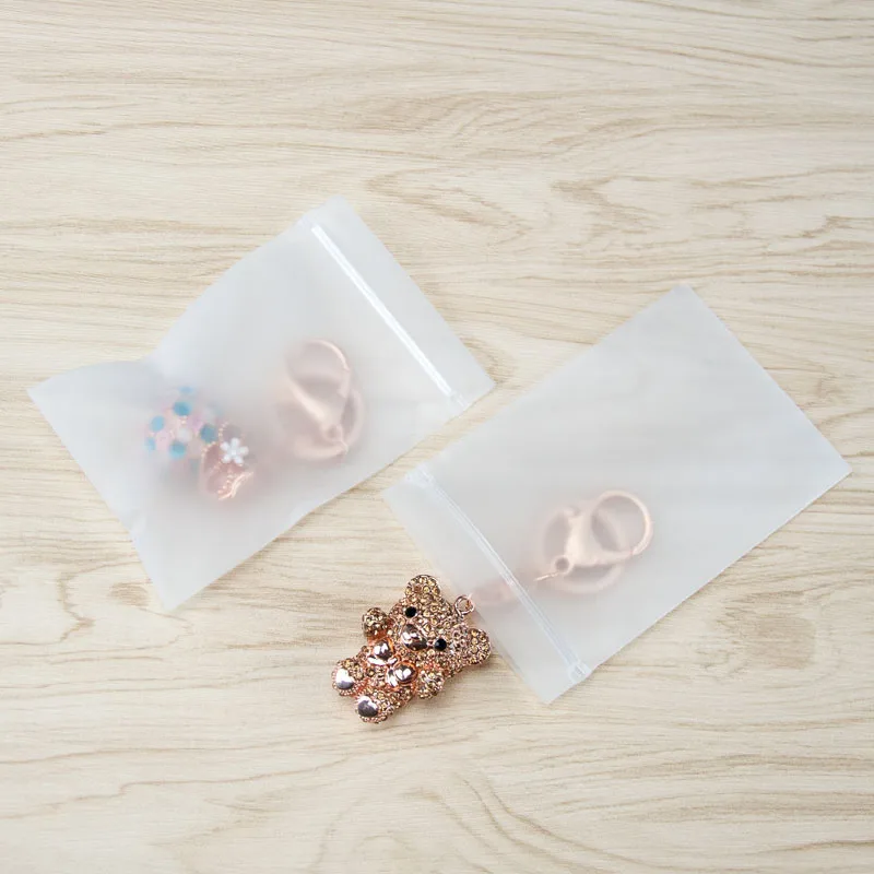500pcs Plastic Frosted Translucence Bags Jewelry Package Bag Resealable