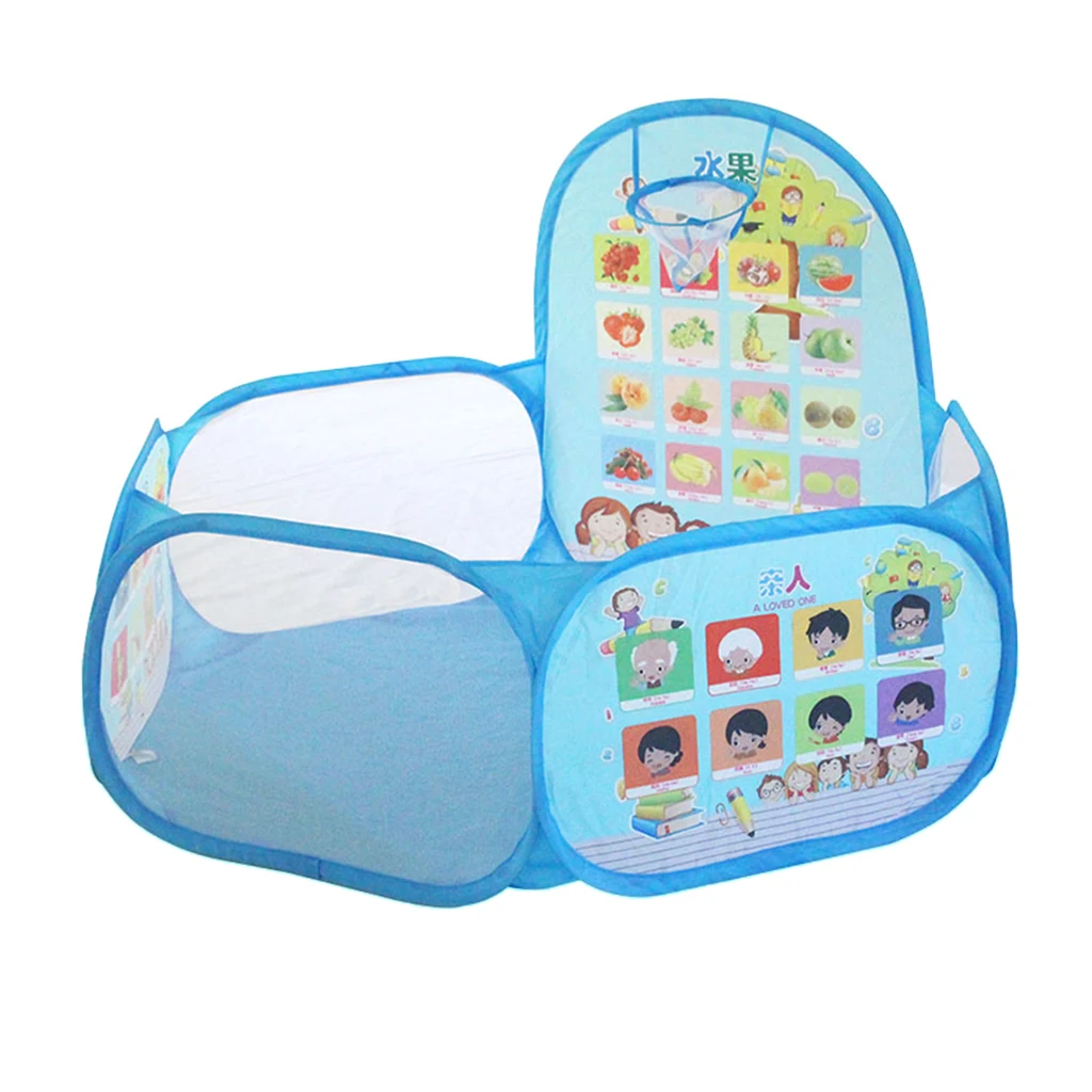 Fun Pop Up Ball Pit Pool Toddler Baby Play Tent Playhouse Playpen with Basketball Hoop Developmental play Game Toy 120CM/ 47''