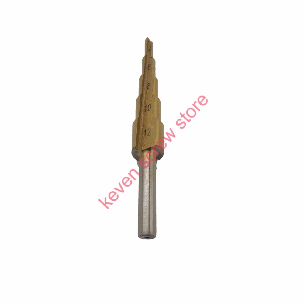 

1Pcs/lot 4-12mm Professional HSS Steel Large Step Cone Titanium Coated Metal Drill Bit Cut Tool Set Hole Cutter