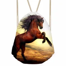 ThiKin Casual Women Men Drawstrings Bags 3D Crazy Horse Print Female Backpacks Softback Storage College Students Daypacks