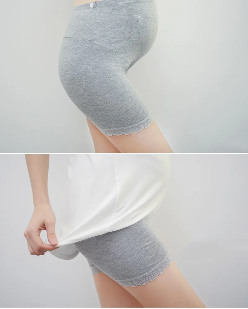 Leggings Gravidez Shapewear Maternidade Alta Elástica Shorts Cuecas Calças Mãe Cintura Rendas Macio Ajustável Segurança Cmm003 12 Mamãe e Bebê
