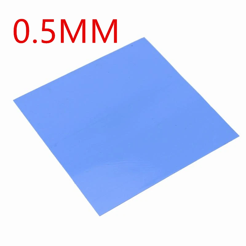 5 шт./партия синий 100x100x0,5 мм 1 мм 1,5 мм 2 мм 2,5 мм 3 мм 4 мм 5 мм GPU IC Теплопроводящая силиконовая прокладка - Цвет лезвия: 5PCS 0.5mm