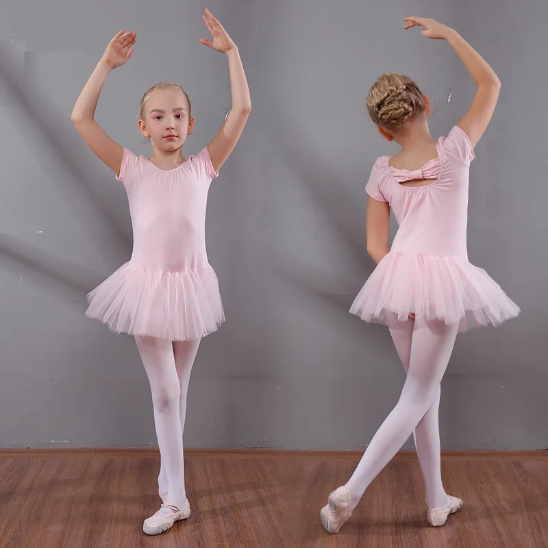 Girls Ballet Dancing Dress Short Sleeve O Neck Tutu Kids Dance Costumes Leotard Gymnastics D0792 | Тематическая одежда и