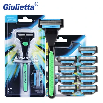 

Giulietta 2018 Original 4 Layer Shaving Razor Blade For Men ( 1 Handle & 10 Blades ) Brand Razors Shave Set