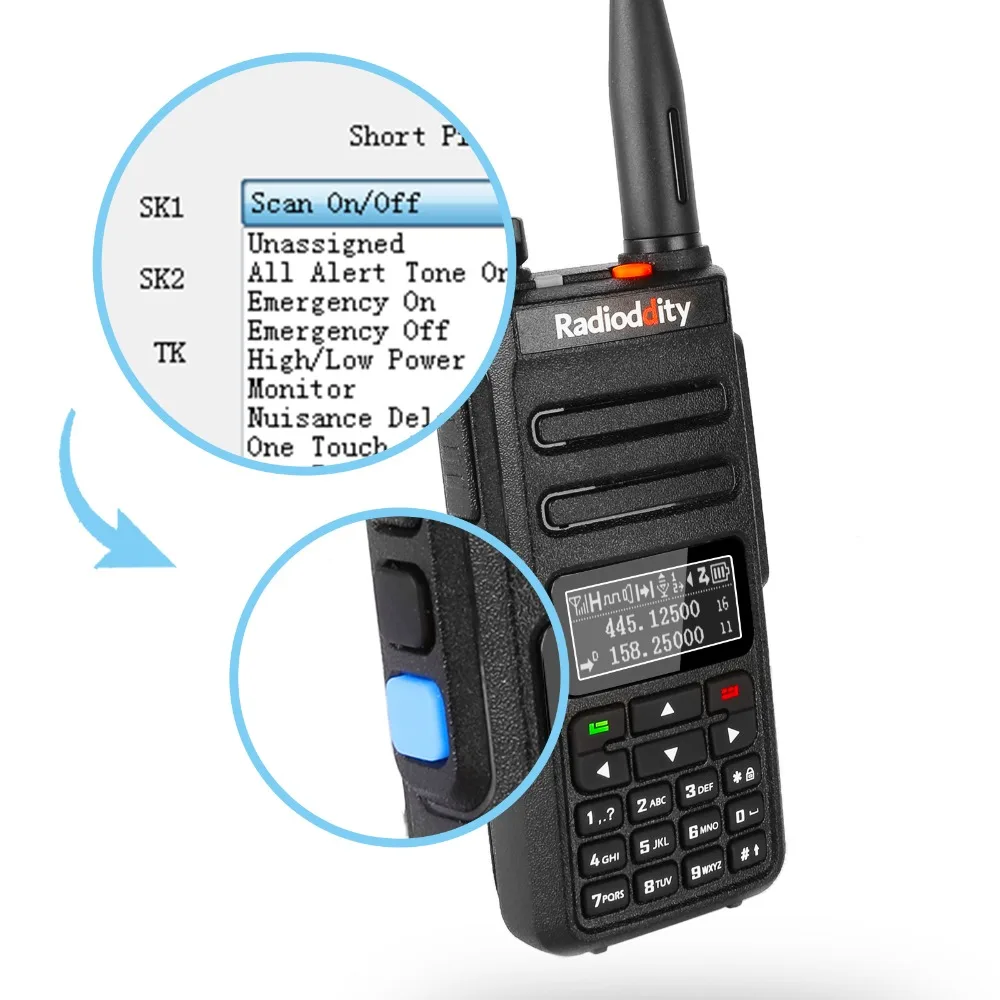 Радиочастотный GD 77BB двухдиапазонный цифровой радиоприемник DMR с перевернутым