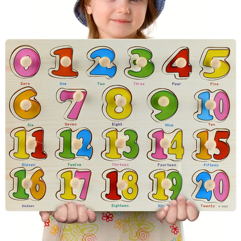 30cm Wooden Toys Jigsaw Puzzle Hand Grab For Kid Early Educational Toys Alphabet And Digit 3D Puzzle Learning Education Toys 23