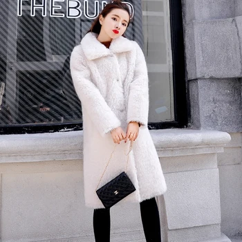 

White color real wool coats outerwear women turn down collar wool jackets 2018 autumn winter collection