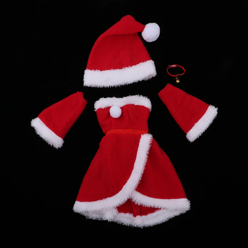 Handmade Plush Tube Top Dress, Hat and Necklace Suit for 1/3 BJD Doll Christmas Costume