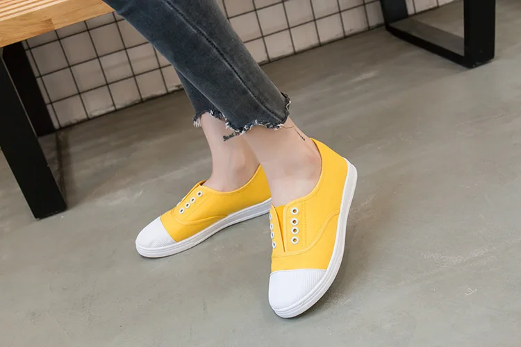 Adult canvas casual shoes woman flats solid comfortable flat with sneakers women shoes slip-on ladies shoes women sneakers