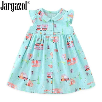 

Baby Girl Summer Dress Sleeveless Car Printed 100% Cotton Dress for Baby Girl 2-6 Years Old Casual Dress Cute Clothes