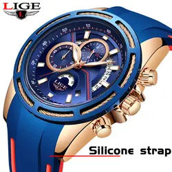 LIGE Водонепроницаемые силиконовые мужские часы на ремне лучший бренд класса люкс военные спортивные часы мужские водонепроницаемые